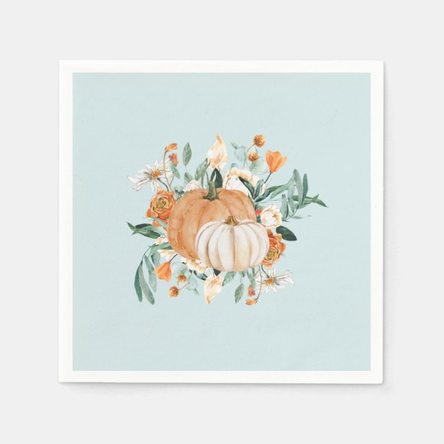 Blue Pumpkin Floral Herbstfarben, Serviette (Vorderseite)