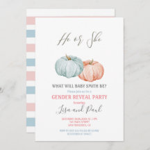 Blue Pumpkin He or She Gender Reveal