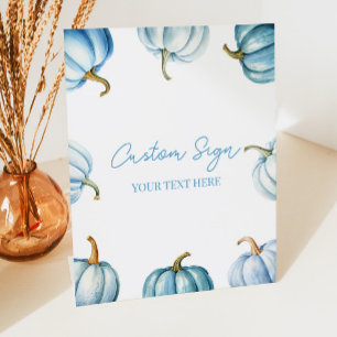 Blue Pumpkin Herbst Benutzerdefiniertes Party Sockelschild