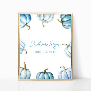 Blue Pumpkin Herbst Benutzerdefiniertes Party Zeic Poster