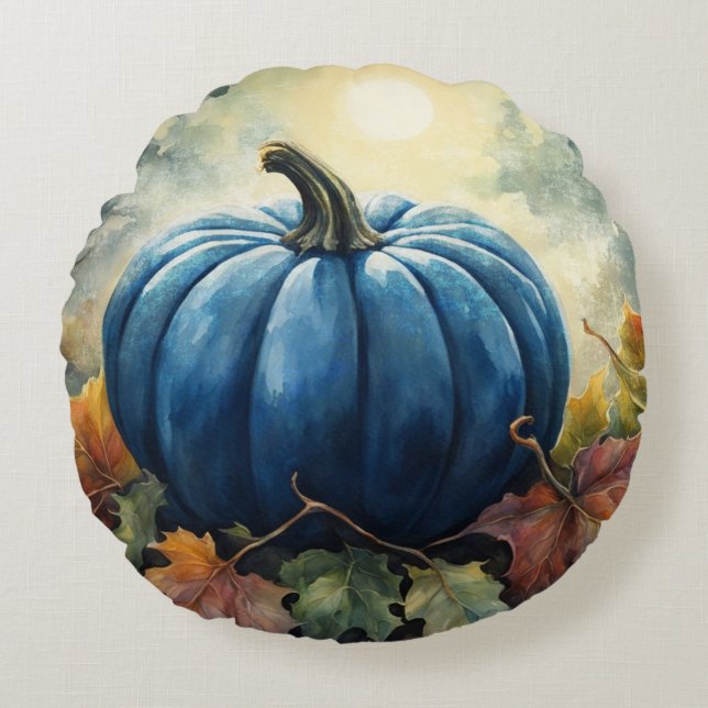 Blue Pumpkin - Pillow Rundes Kissen (Vorderseite)