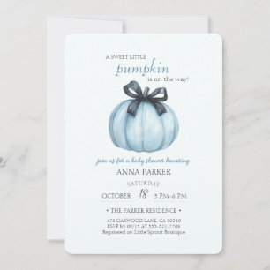 Blue Pumpkin Polka Dots Baby Dusche Einladung