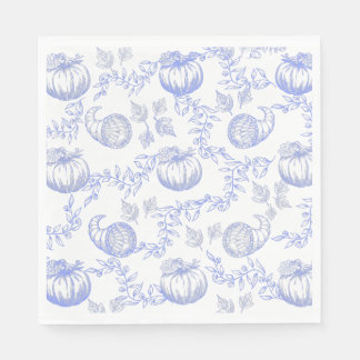 Blue Pumpkin Toile Luncheon Napkin Serviette