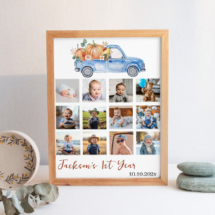 Blue Pumpkin Truck 1 Jahr Foto Meilenstein Poster