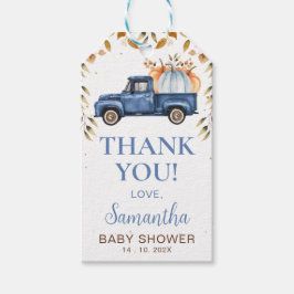 Blue Pumpkin Truck Baby Dusche Danke Tag Geschenkanhänger