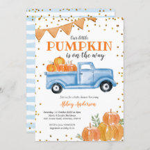 Blue Pumpkin Truck Baby Dusche Einladung