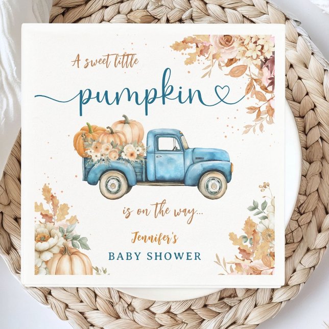 Blue Pumpkin Truck Baby Dusche Fall Party Paper Serviette (Von Creator hochgeladen)