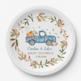 Blue Pumpkin Truck Baby Dusche Party Paper Teller