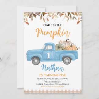 Blue Pumpkin Truck Birthday Einladung