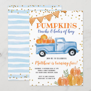 Blue Pumpkin Truck Birthday Einladung