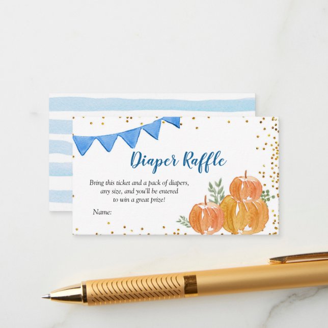 Blue Pumpkin Truck Diaper Raffekarte Begleitkarte (Vorderseite/Rückseite Beispiel)