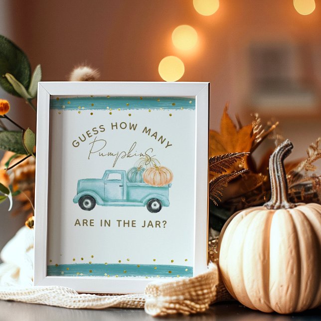 Blue Pumpkin Truck Guess Pumpkin Baby Showgame Poster (Von Creator hochgeladen)