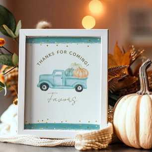 Blue Pumpkin Truck Modern Fall Baby Dusche Gefalle Poster