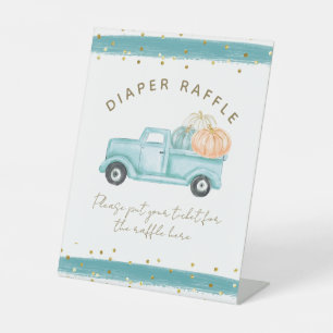 Blue Pumpkin Truck Modern Fall Baby Duschmaschine Sockelschild