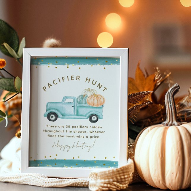 Blue Pumpkin Truck Modern Fall Baby Showspiel Poster (Von Creator hochgeladen)
