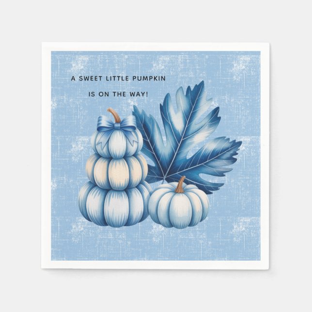 Blue Pumpkin und Leaf Boy Baby Dusche Serviette (Vorderseite)