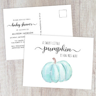 Blue Pumpkin Watercolor Baby Boy Dusche Einladungspostkarte