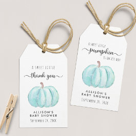 Blue Pumpkin Watercolor Baby Boy Dusche Vielen Dan Geschenkanhänger