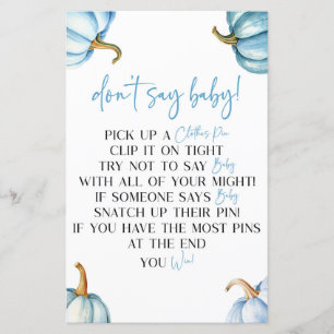 Blue Pumpkins Fall Say Baby Shower Game