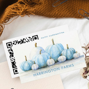 Blue Pumpkins Farm QR Code Scannable Watercolor Visitenkarte