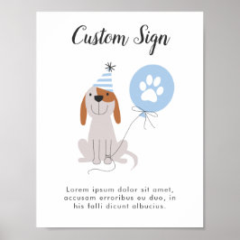 Blue Puppy Dog Thema Geburtstagspartei Custom Sign Poster