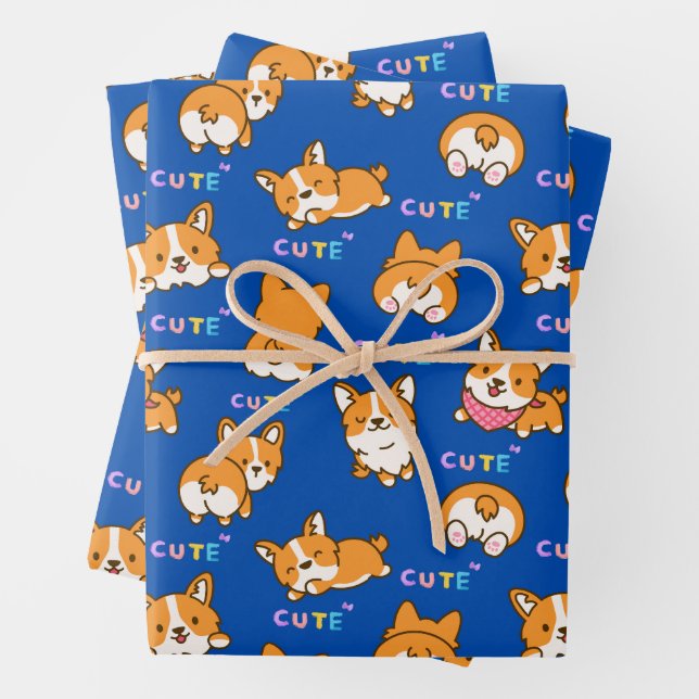 Blue Puppy Geschenkpapier Set (Beispiel)