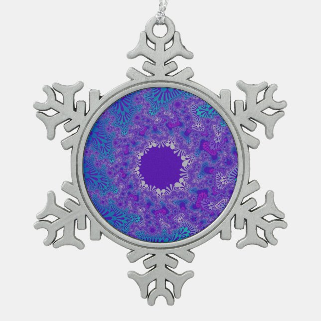 Blue Purity Sunburst Schneeflocken Zinn-Ornament (Vorderseite)