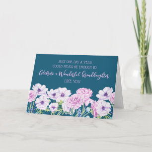 Blue Purple Blumen Grandtochter Geburtstag Karte