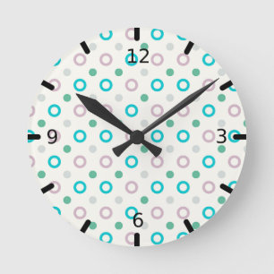Blue & Purple Circle Dot Retro Design Runde Wanduhr