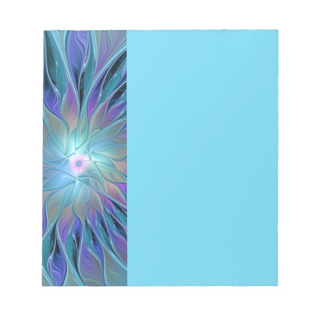 Blue Purple Flower Dream Abstract Fractal Art Notizblock (Vorderseite)