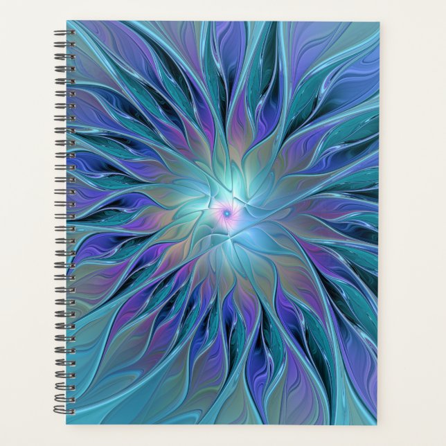 Blue Purple Flower Dream Abstract Fractal Art Planer (Vorderseite)