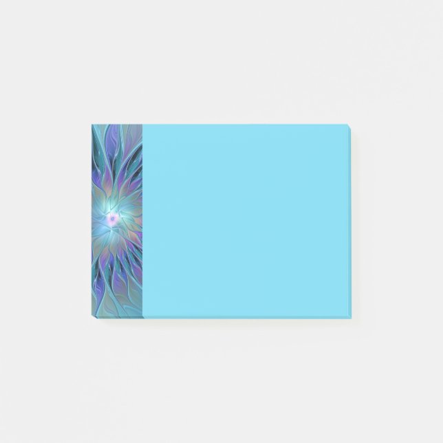 Blue Purple Flower Dream Abstract Fractal Art Post-it Klebezettel (Vorderseite)