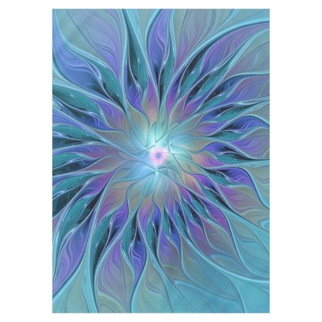 Blue Purple Flower Dream Abstract Fractal Art Tischdecke (Vorderseite)