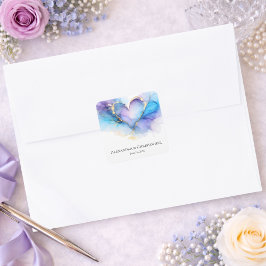 Blue Purple Gold Abstract Heart Wedding Sticker