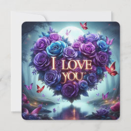 blue + purple roses valentine dankeskarte