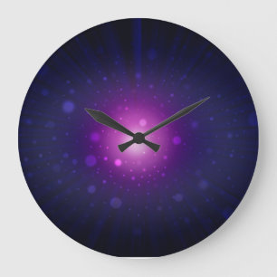 Blue Purple Space Galaxy Stars Abstract Große Wanduhr