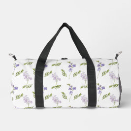 Blue Purple Watercolor Wildflower Duffle Bag
