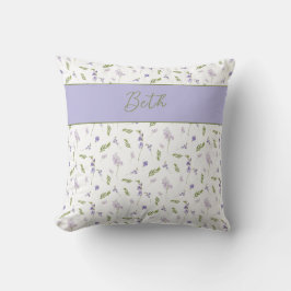 Blue Purple Watercolor Wildflower Monogram Name Kissen