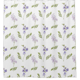 Blue Purple Watercolor Wildflower Shower Curtain Duschvorhang
