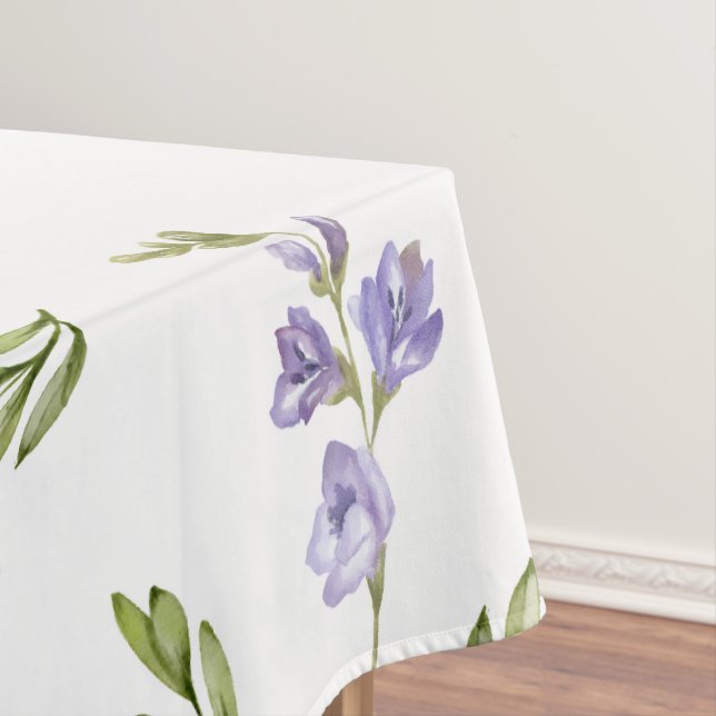 Blue Purple Watercolor Wildflower  Tischdecke (Beispiel)