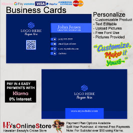 Blue QR Code Business Cards 21 Pack mit 100 Visitenkarte