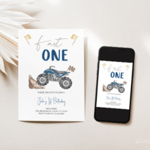 Blue Quad Bike 'Fast One' Einladung zum Geburtstag