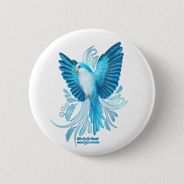 Blue Quaker Parrot Button (Vorderseite)