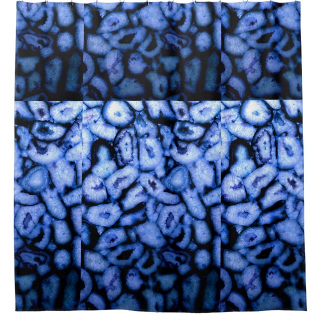 Blue Quartz Agate Geodes Duschvorhang (Vorderseite)