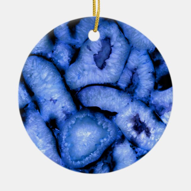 Blue Quartz Agate Geodes Keramik Ornament (Vorne)