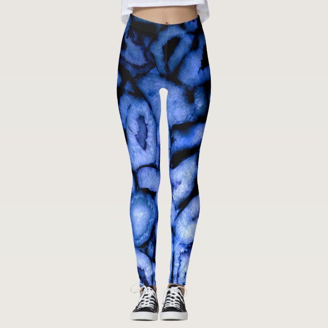 Blue Quartz Agate Geodes Leggings (Vorderseite)