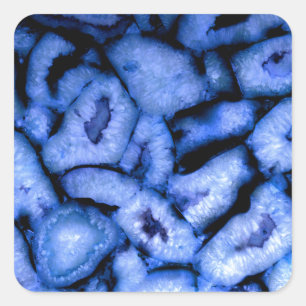Blue Quartz Agate Geodes Quadratischer Aufkleber