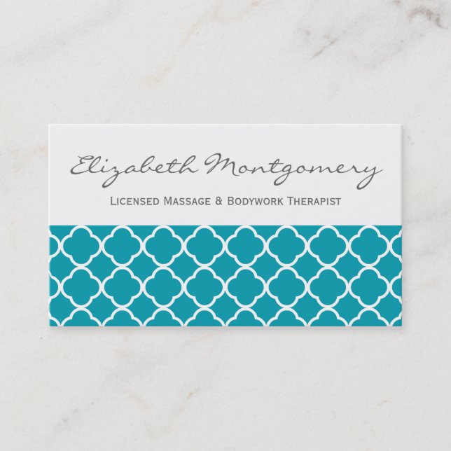 Blue Quatrefolie Modern Termin Business Cards (Vorderseite)