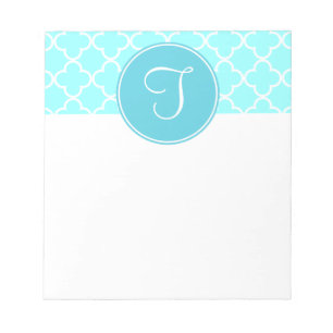 Blue Quatrefolie Monogram Notepad Notizblock