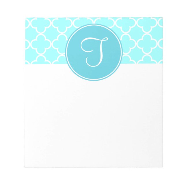 Blue Quatrefolie Monogram Notepad Notizblock (Vorderseite)